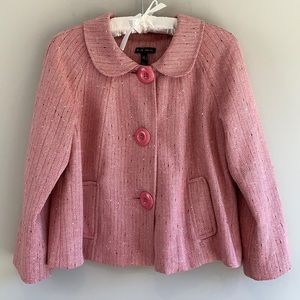 Fang cropped bolero style jacket pink herringbone fully lined poly wool size L